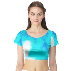 Turquoise Sky  Short Sleeve Crop Top (tight Fit)