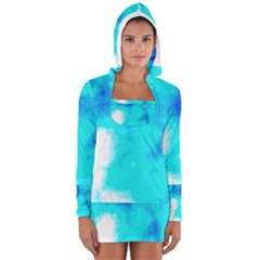 Turquoise Sky  Women s Long Sleeve Hooded T-shirt