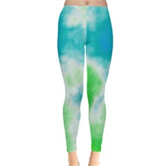 Turquoise And Green Clouds Leggings  by TRENDYcouture