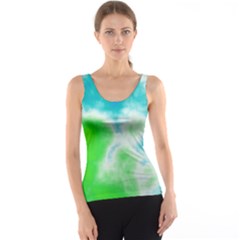 Turquoise And Green Clouds Tank Top