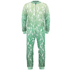 Green Ombre Feather Pattern, White, Onepiece Jumpsuit (men)  by Zandiepants