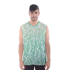 Green Ombre Feather Pattern, White, Men s Basketball Tank Top