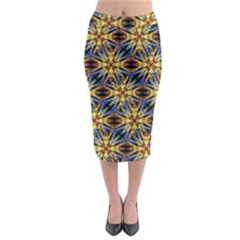 Vibrant Medieval Check Midi Pencil Skirt