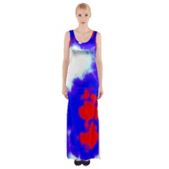 Red White And Blue Sky Maxi Thigh Split Dress