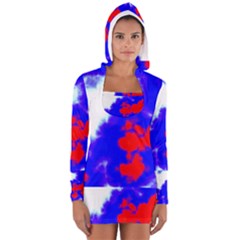 Red White And Blue Sky Women s Long Sleeve Hooded T-shirt