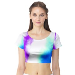 Pink White And Blue Sky Short Sleeve Crop Top (tight Fit)