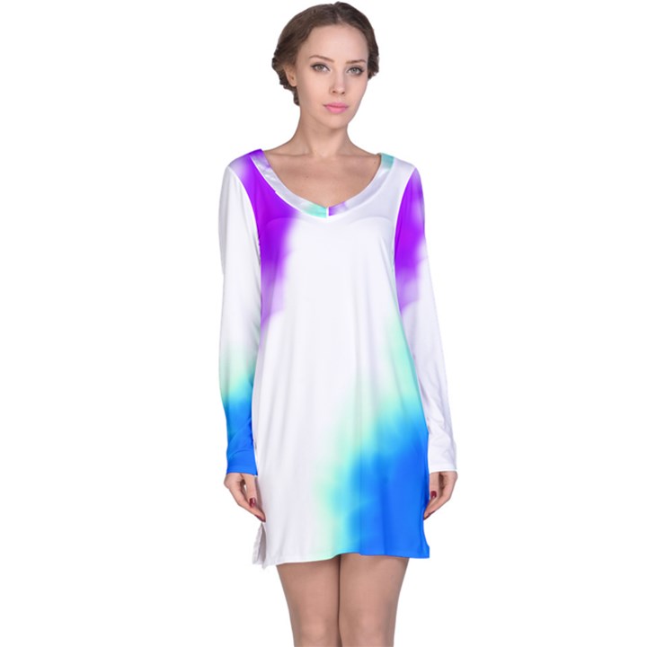 Pink White And Blue Sky Long Sleeve Nightdress