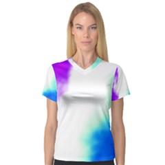 Pink White And Blue Sky Women s V-neck Sport Mesh Tee