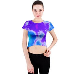 Purple And Blue Clouds Crew Neck Crop Top by TRENDYcouture