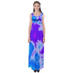 Purple And Blue Clouds Empire Waist Maxi Dress