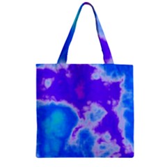 Purple And Blue Clouds Zipper Grocery Tote Bag