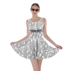 Grey Ombre Feather Pattern, White, Skater Dress by Zandiepants