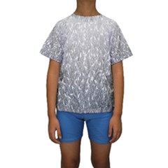 Grey Ombre Feather Pattern, White, Kid s Short Sleeve Swimwear