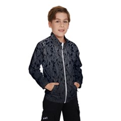 Grey Ombre Feather Pattern, Black, Wind Breaker (kids) by Zandiepants