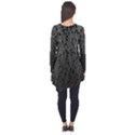 Grey Ombre Feather Pattern, Black, Long Sleeve Tunic  View2