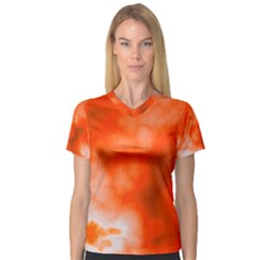 Orange Essence  Women s V-neck Sport Mesh Tee