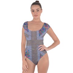 Multicoloured Union Jack Short Sleeve Leotard (ladies) by cocksoupart