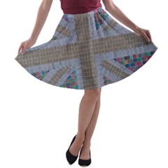 Multicoloured Union Jack A-line Skater Skirt by cocksoupart