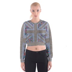 Multicoloured Union Jack Women s Cropped Sweatshirt by cocksoupart