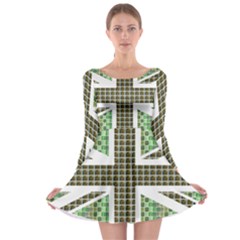 Green Flag Long Sleeve Skater Dress