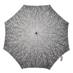 Grey Ombre Feather Pattern, White, Hook Handle Umbrella (small)