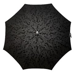 Grey Ombre Feather Pattern, Black, Straight Umbrella