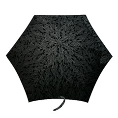 Grey Ombre Feather Pattern, Black, Mini Folding Umbrella