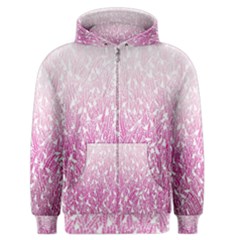 Pink Ombre Feather Pattern, White, Men s Zipper Hoodie by Zandiepants