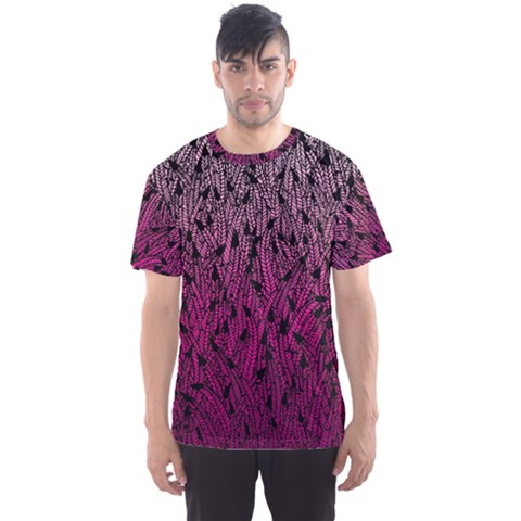 Pink Ombre Feather Pattern, Black, Men s Sport Mesh Tee by Zandiepants