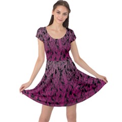 Pink Ombre Feather Pattern, Black, Cap Sleeve Dresses by Zandiepants