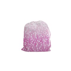 Pink Ombre Feather Pattern, White, Drawstring Pouch (xs)