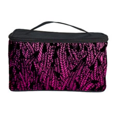 Pink Ombre Feather Pattern, Black, Cosmetic Storage Case by Zandiepants