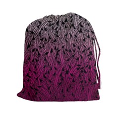 Pink Ombre Feather Pattern, Black, Drawstring Pouch (xxl)