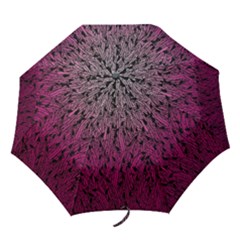 Pink Ombre Feather Pattern, Black, Folding Umbrella