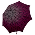 Pink Ombre feather pattern, black, Hook Handle Umbrella (Large) View2