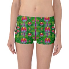 Orchid Forest Filled Of Big Flowers And Chevron Reversible Boyleg Bikini Bottoms