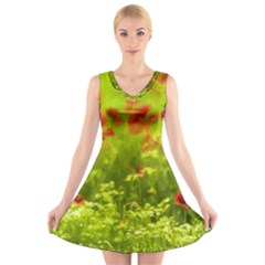 Poppy I V-neck Sleeveless Skater Dress by colorfulartwork