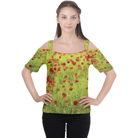 Poppy Viii Women s Cutout Shoulder Tee by colorfulartwork