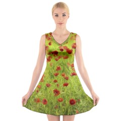 Poppy Viii V-neck Sleeveless Skater Dress by colorfulartwork