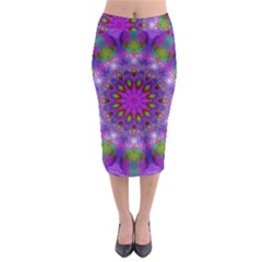 Rainbow At Dusk, Abstract Star Of Light Midi Pencil Skirt