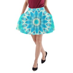 Blue Ice Goddess, Abstract Crystals Of Love A-line Pocket Skirt