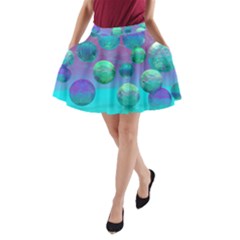 Ocean Dreams, Abstract Aqua Violet Ocean Fantasy A-line Pocket Skirt by DianeClancy