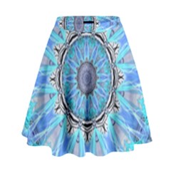 Sapphire Ice Flame, Light Bright Crystal Wheel High Waist Skirt by DianeClancy