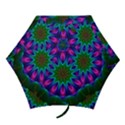 Star Of Leaves, Abstract Magenta Green Forest Mini Folding Umbrellas View1