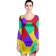 Colorful Misc Shapes                                                  Long Sleeve Bodycon Dress