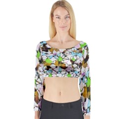 Brush Strokes On A White Background                                                   Long Sleeve Crop Top