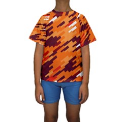 Brown Orange Shapes                                                     Kid s Short Sleeve Swimwear