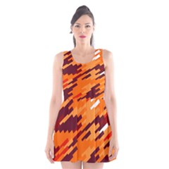 Brown Orange Shapes                                                    Scoop Neck Skater Dress