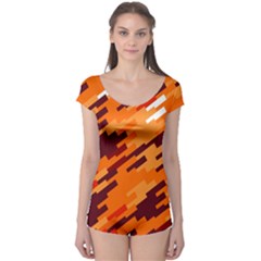 Brown Orange Shapes                                                    Boyleg Leotard (ladies)