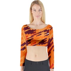 Brown Orange Shapes                                                    Long Sleeve Crop Top